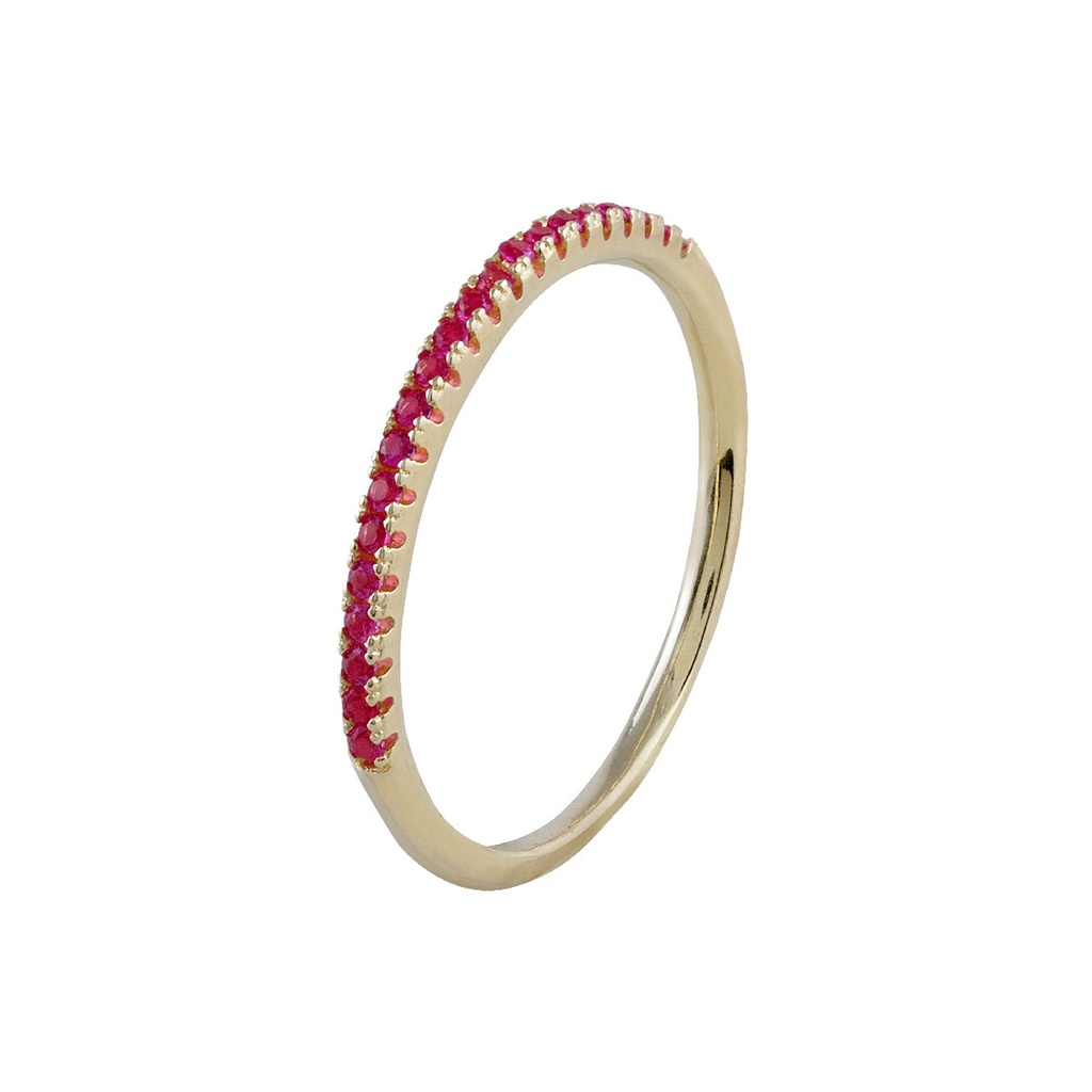 Anillo Itemporality Steffi Plata Baño Oro y Circonitas Rosa Rubí