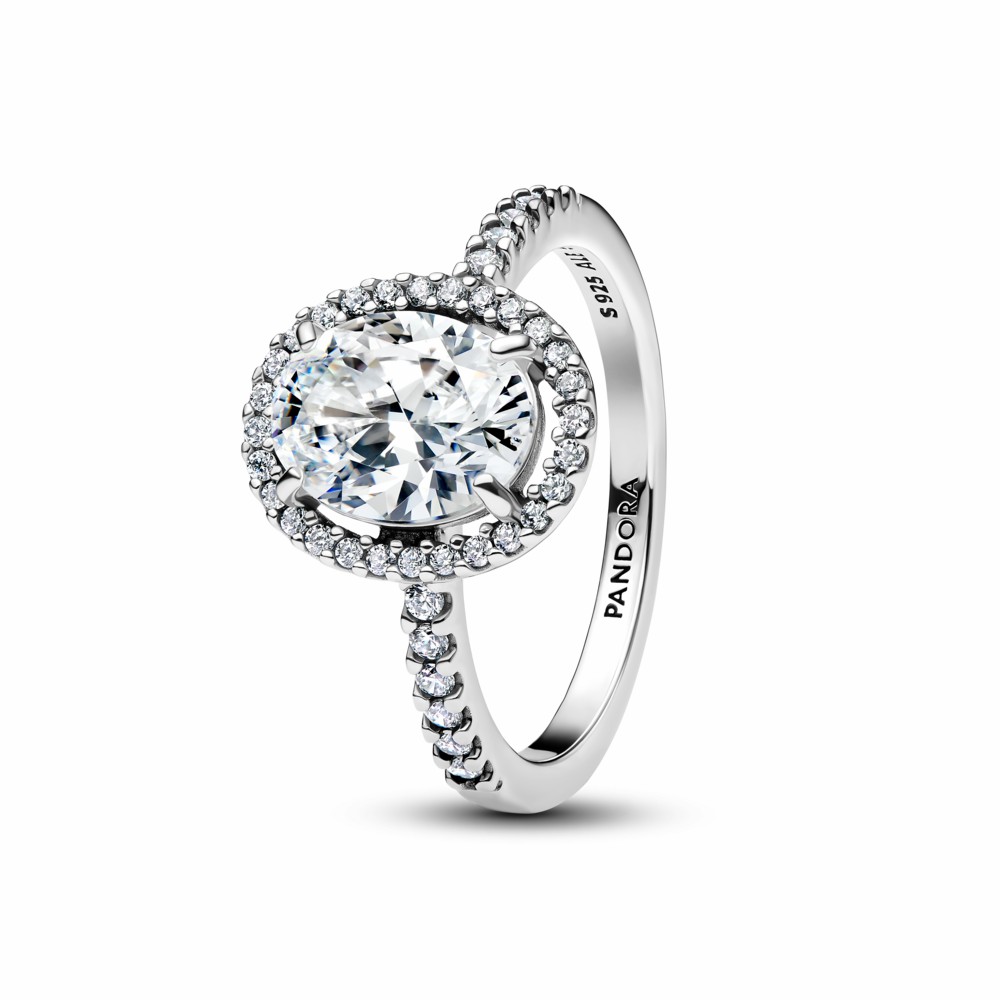 Anillo Pandora Halo Ovalado Brillante