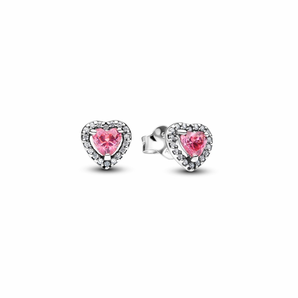 Pendientes Pandora de Botón Corazón Rosa