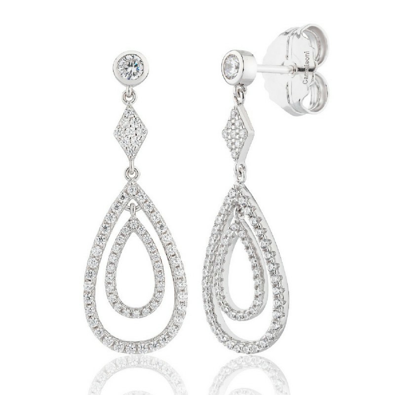 Pendientes Camaleoni Dos Lágrimas Plata Rodio WP107/LP 