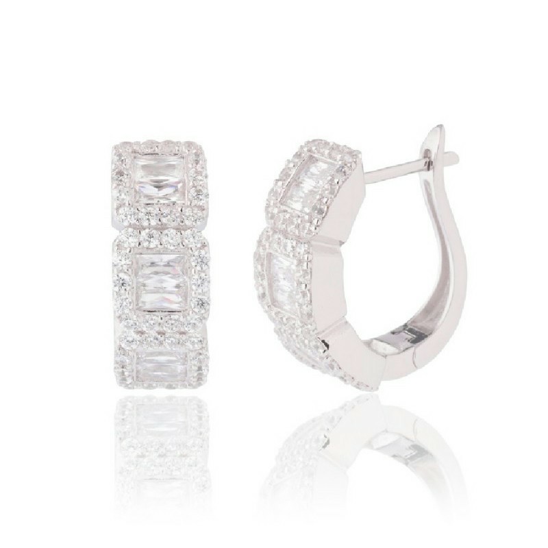 Pendiente Camaleoni Sofia 1/2 Aro Plata Rodio WP111/LB