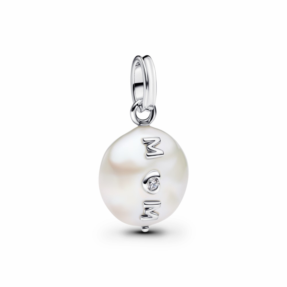 Charm Colgante Mamá y Perla Barroca Cultivada De Agua Dulce Tratada