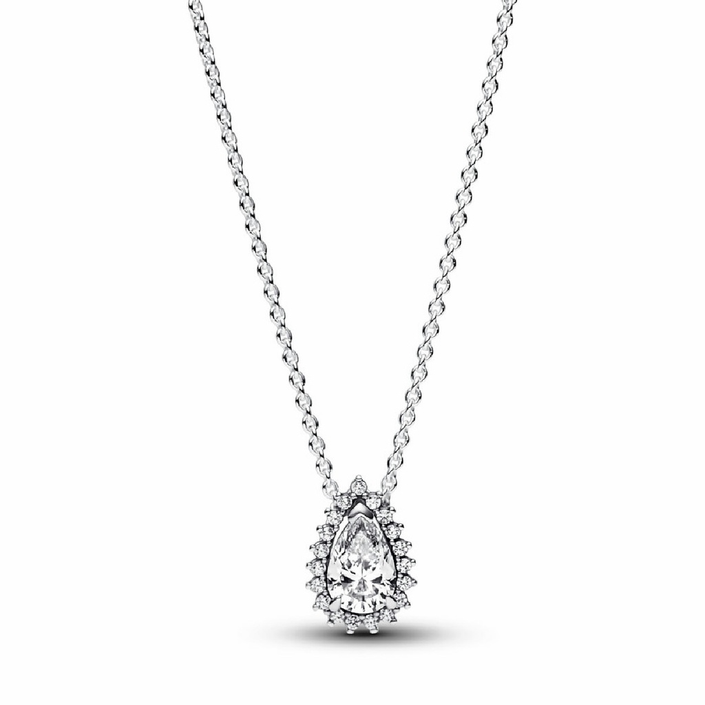 Collar Pandora Halo brillante Corte de Pera