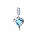 Charm Colgante Delfines de Cristal de Murano Azul