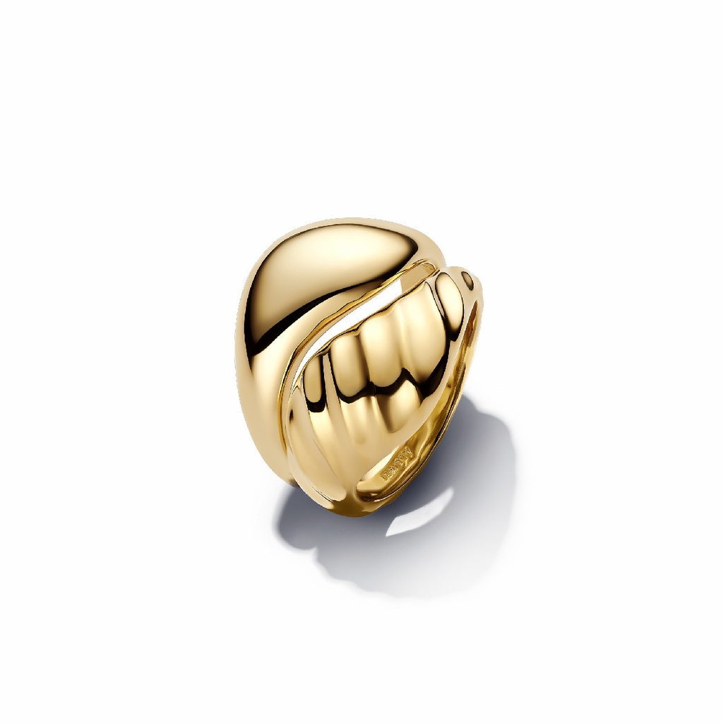 Anillos Pandora Combinables Ondulados Dorados