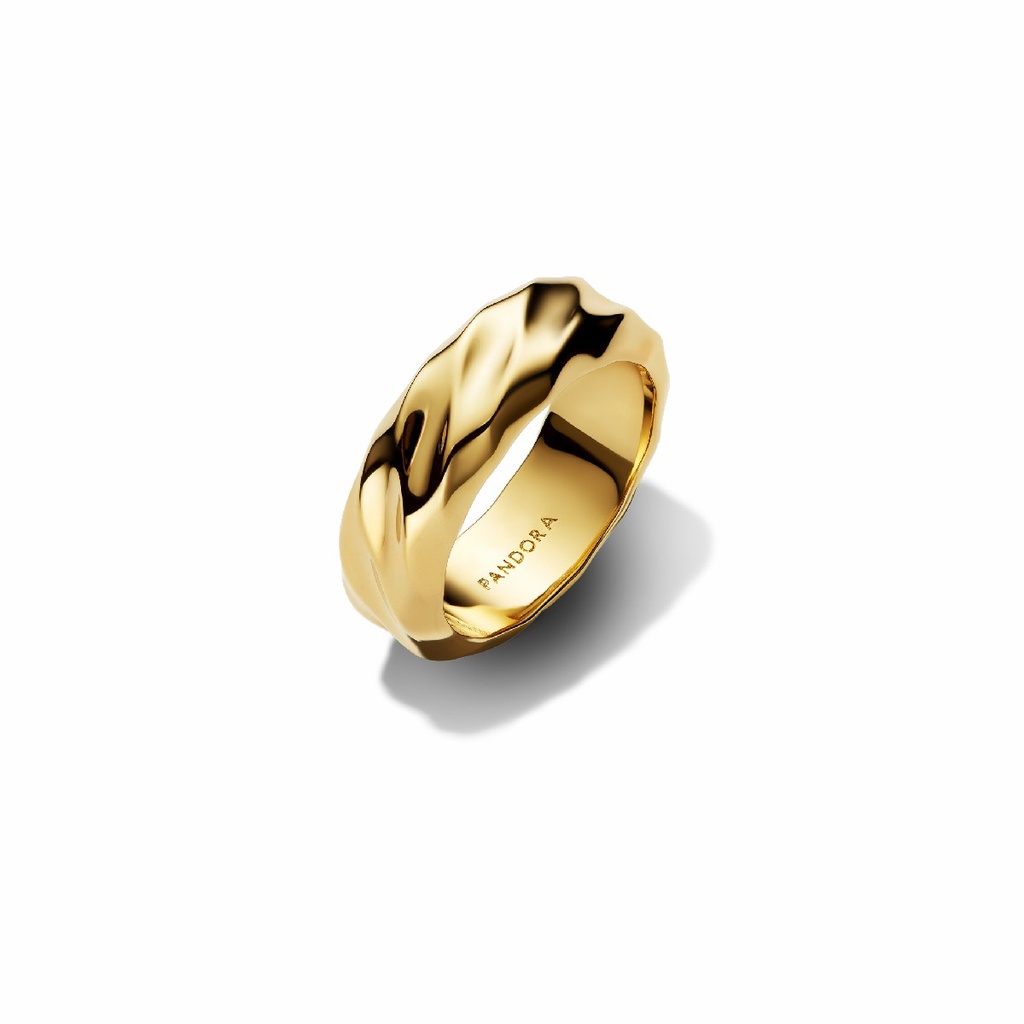 Anillo Pandora Banda Ancha Ondulada Dorado