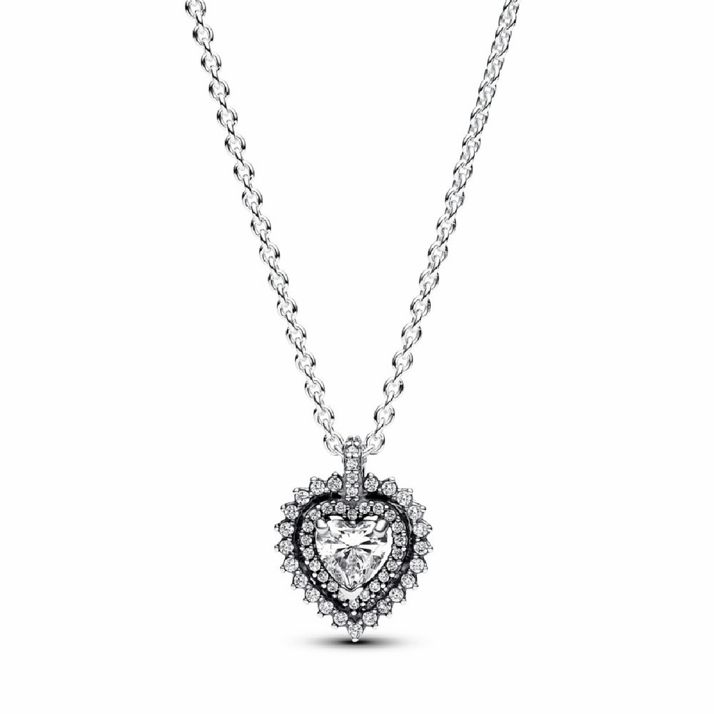 Collar Pandora Corazón Halo Brillante