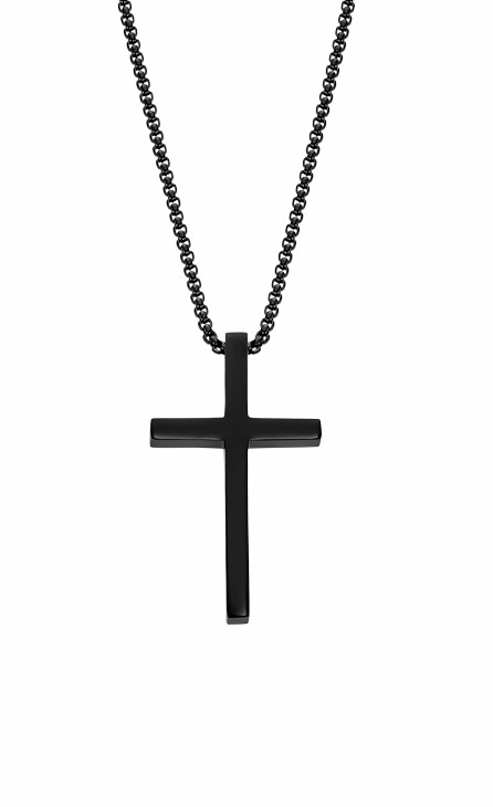 Collar Lotus Style Men in Black Cruz Acero Inox Negro LS2370-1/1
