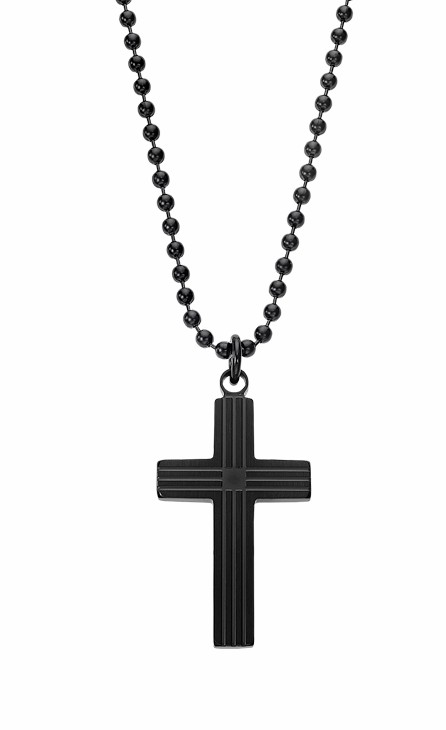 Collar Lotus Style Men in Black Cruz Acero Inox Negra LS2371-1/1