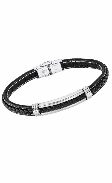 Pulsera Lotus Style Men Basic Acero y Piel Negra LS2405-2/1