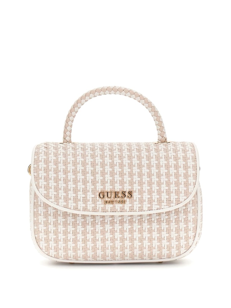 Bolso Guess Mini de Mano Mirema Trenzado Blanco Multi HWWG9631200-WML