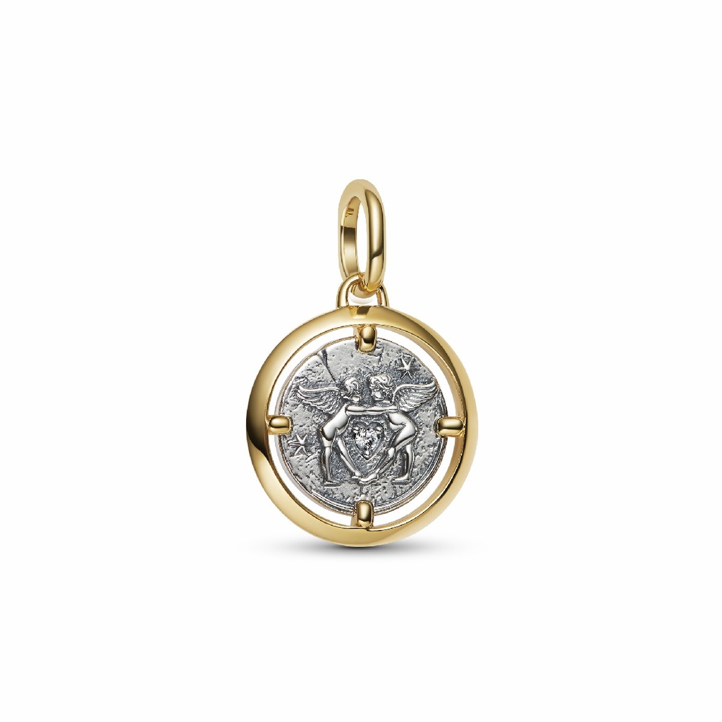 Charm Pandora Talismán Celeste Abrazo de Ángeles en Plata y Metal Dorado 764088C01