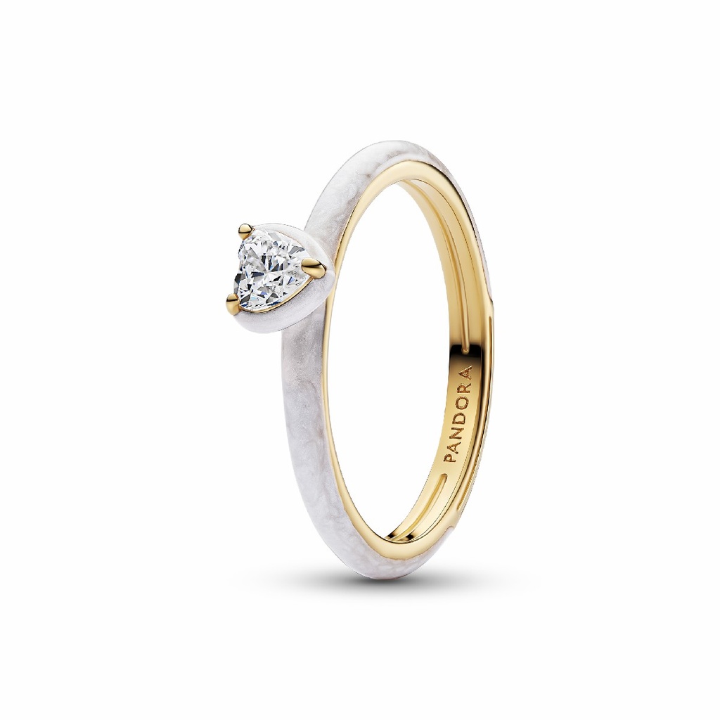 Anillo Pandora ME Corazón Chakra Blanco en Metal Dorado 163088C01