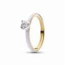 Anillo Pandora ME Corazón Chakra Blanco en Metal Dorado 163088C01