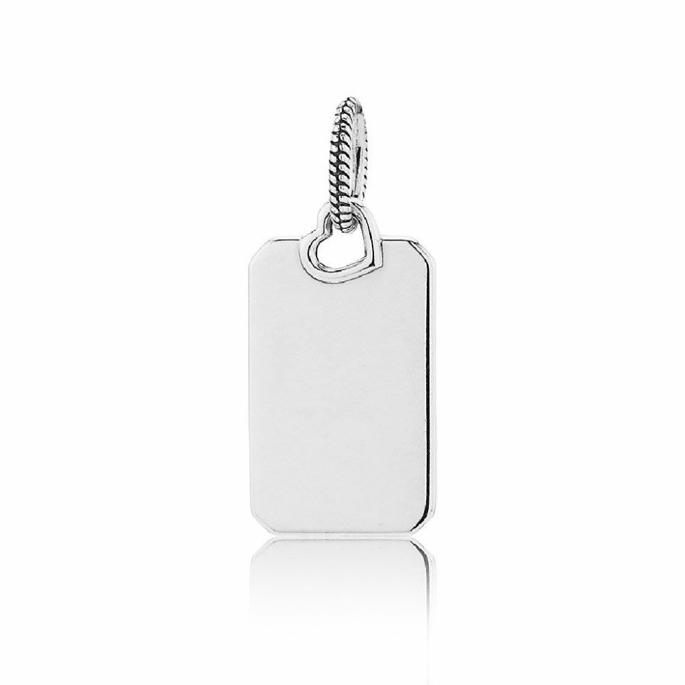 Colgante Pandora Etiqueta Rectangular Plateada Grabable 398611C00