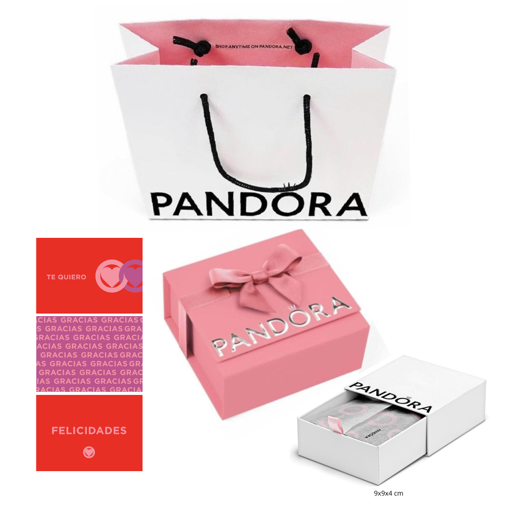 Set Pandora 3 Piezas, Caja grande, Caja de regalo rosa premium y Tarjeta dedicatoria