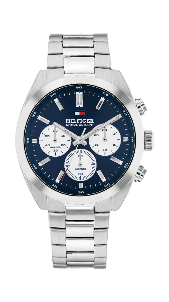 Reloj Tommy Hilfiger Hombre Hudson Plateado y Azul Multifunción 1710722