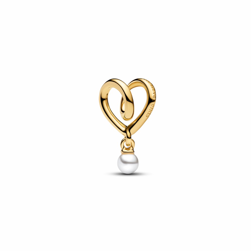 Charm Pandora Colgante Corazón Envuelto Dorado y Perla 764138C01