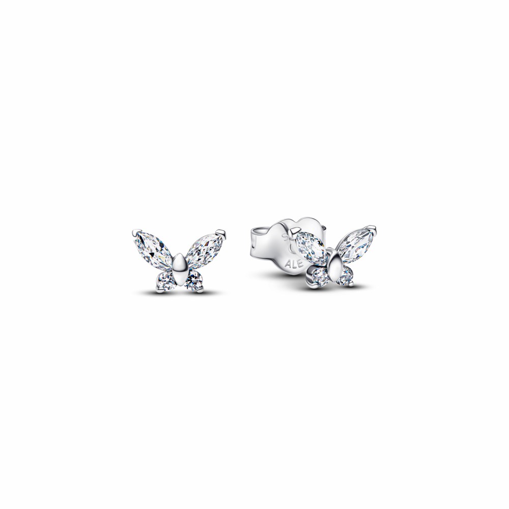 Pendientes Pandora Botón Mariposa Blanca 294263C01