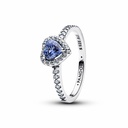 Anillo Pandora Corazón Azul en Relieve Brillante 198421C05