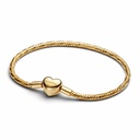 Pulsera Pandora Cadena Serpiente Cierre Corazón Facetado Grabable Dorada 564236C00