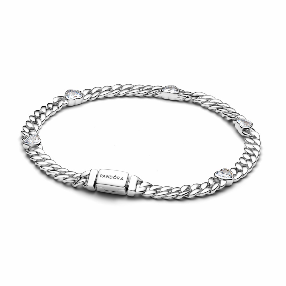 Pulsera Pandora Cadena Cubana Corazón Plata 594226C01
