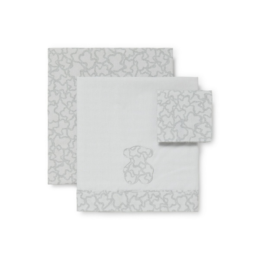 Juego Sábanas Tous Baby Tres Piezas Mini Cuna Gris HKAOS-1402-07