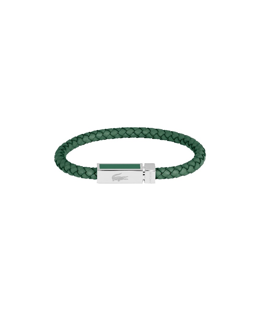 Pulsera Lacoste Rokel Piel Trenzada Verde  y Acero Inoxidable Hombre 2040449
