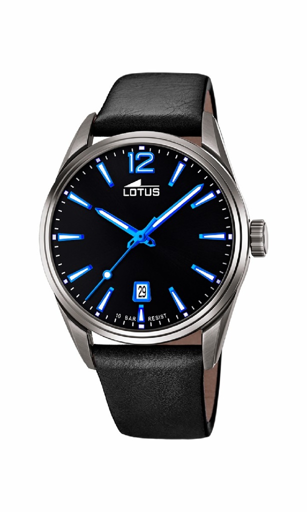 Reloj Lotus Chrono Hombre Piel Esfera Negra 18685/6