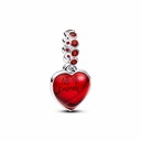 Charm Pandora Colgante Doble Corazón Cristal de Murano Rojo 794429C01