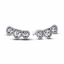 Pendientes Pandora de Botón Triple Halo Corazón 294411C01