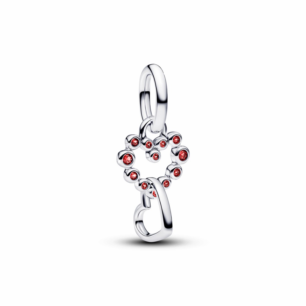Charm Pandora Colgante Corazones Conectados y Gemas Rojas 794435C01