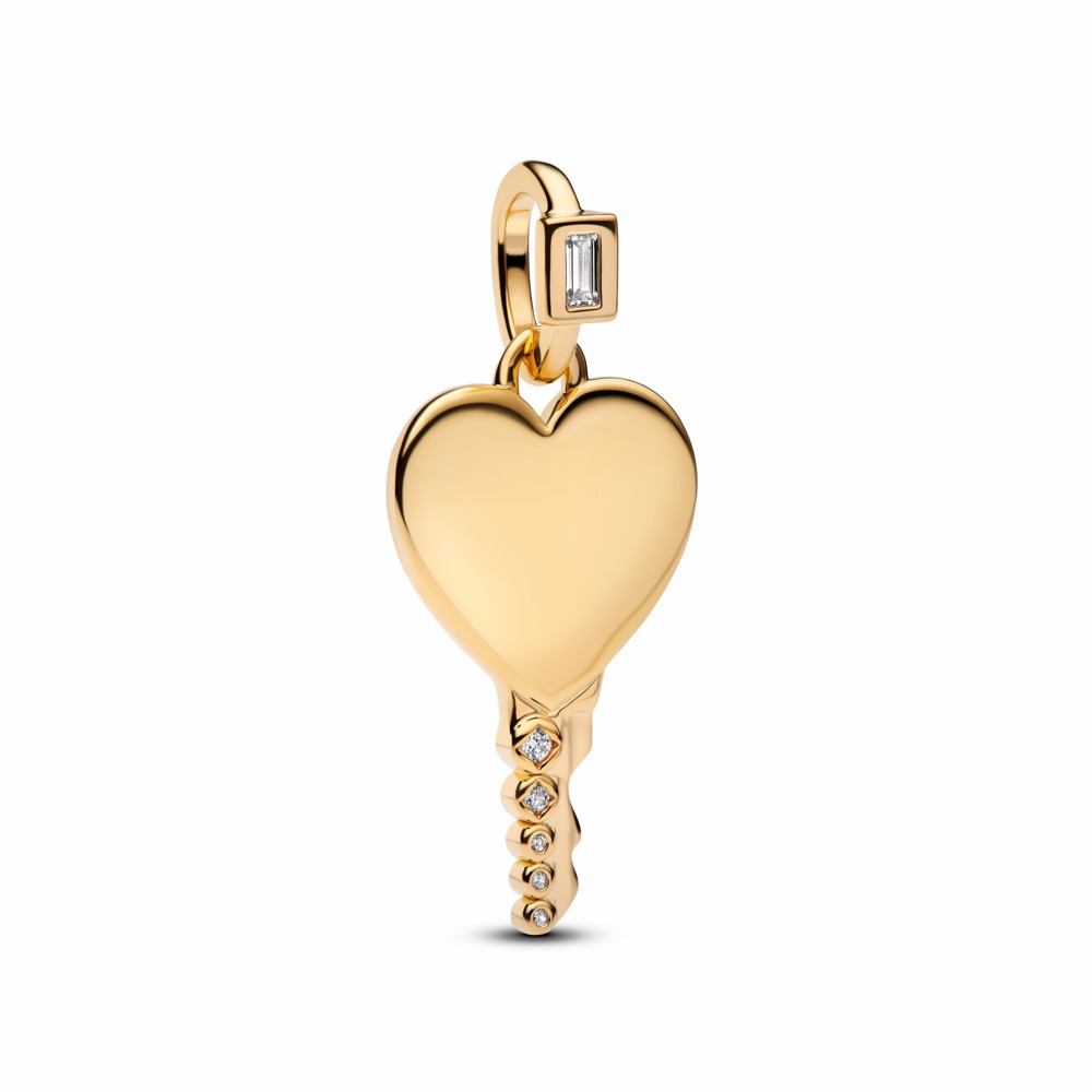 Colgante Pandora Etiqueta Grabable Llave Corazón Dorado 364353C01