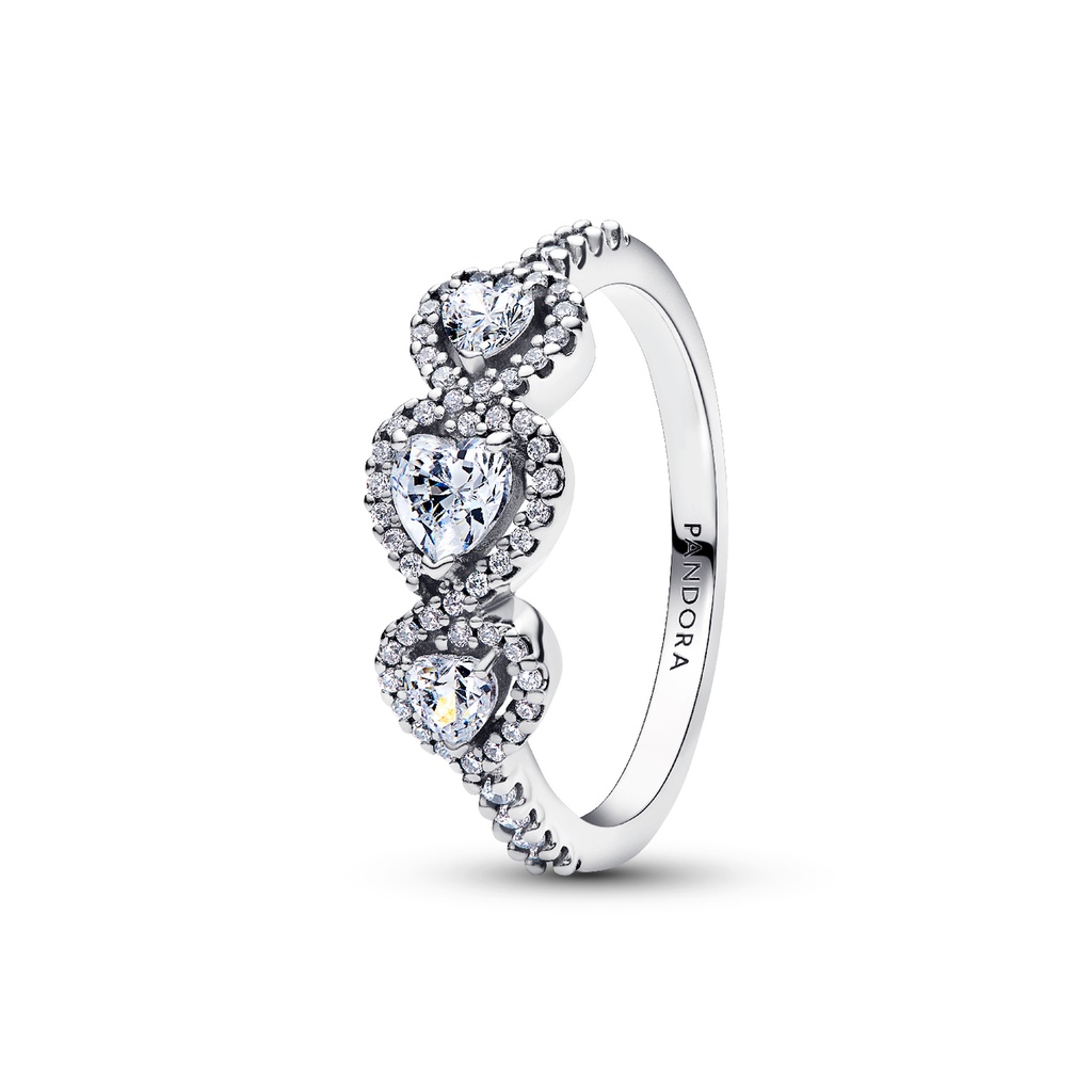 Anillo Pandora Trilogía de Corazones y Halo Plata 194413C01