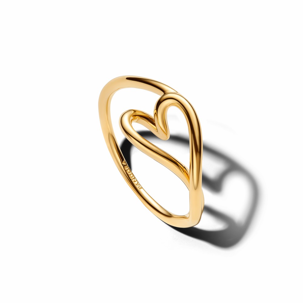 Anillo Pandora Corazón Pequeño Forma Orgánica Dorado 164361C00