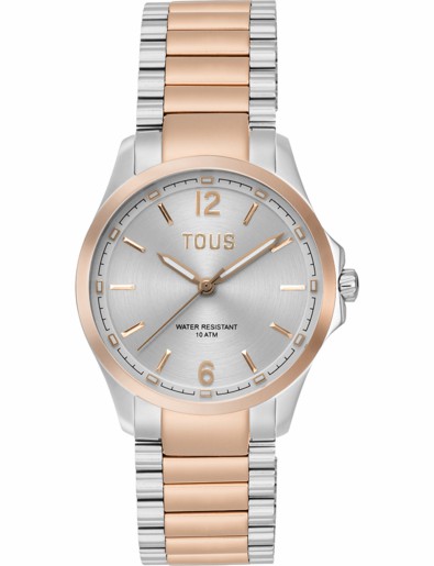 Reloj Tous Drive New SS/IPRG Esfera Plateada y Brazalete  Bicolor 3000148600