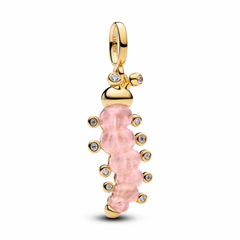 Charm Pandora Colgante Oruga Rosa Dorada 764489C01