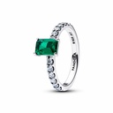 Anillo Pandora Halo Rectangular Verde Brillante 194506C01