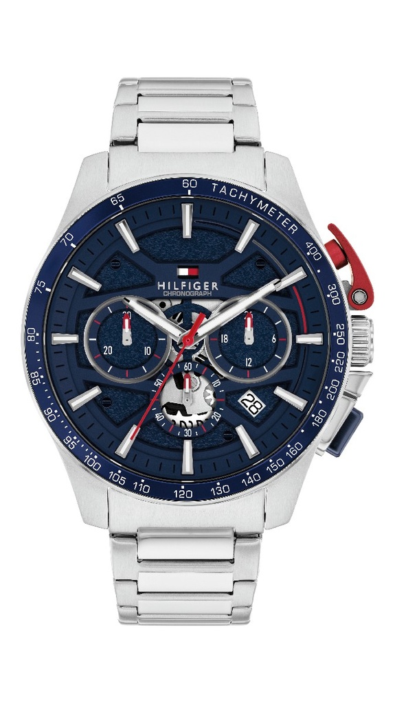 Reloj Tommy Hilfiger Bank Plateado y Azul Cronógrafo Hombre 1792261