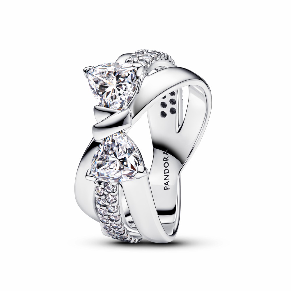 Anillo Pandora Banda Cruzada Lazo Brillante 193553C01-52