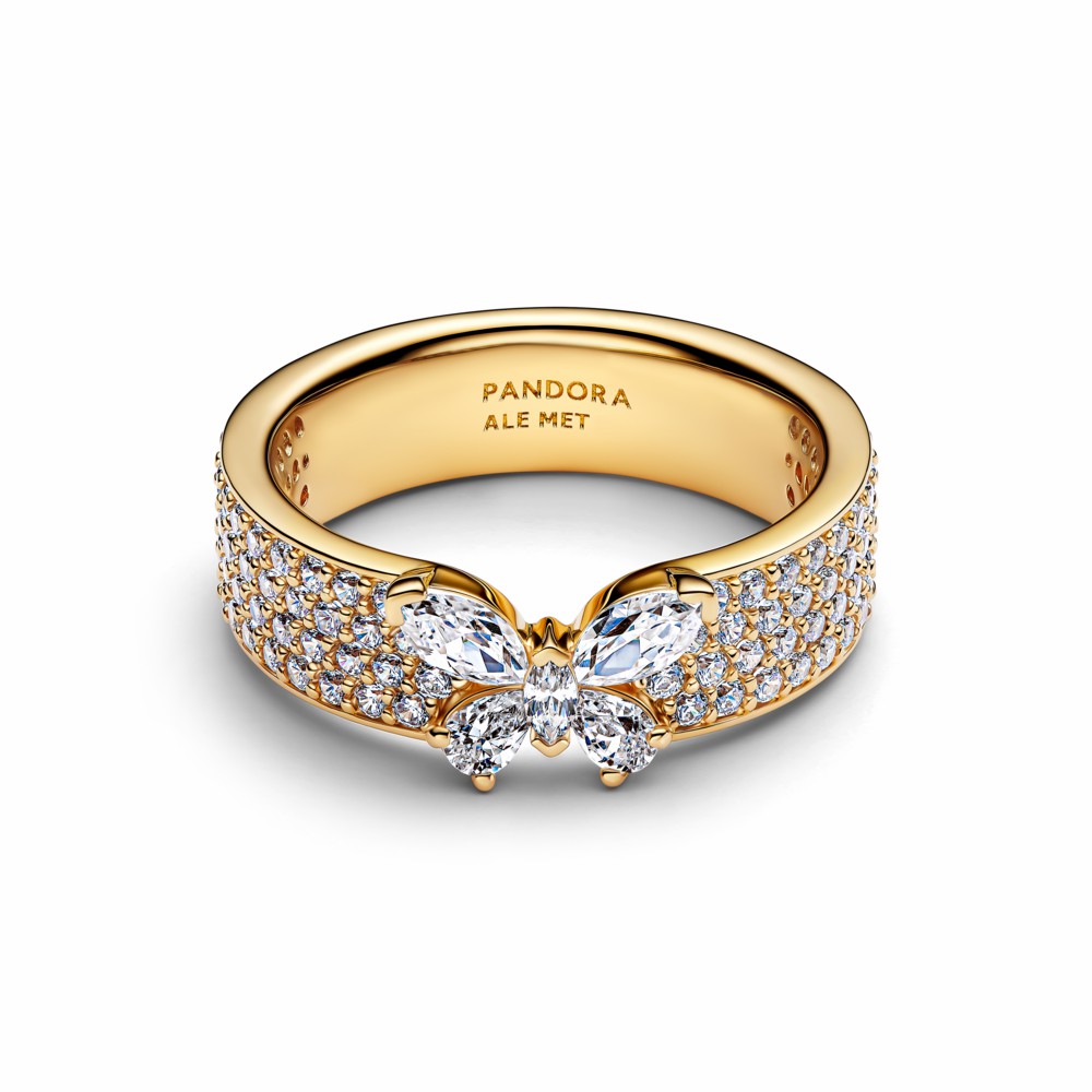 Anillo Pandora Ancho Mariposa Brillante Dorado 164270C01