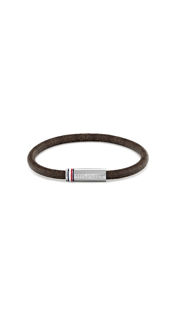 Pulsera Tommy Hilfiger Cuero Cordón Marrón y Acero Hombre 2790703