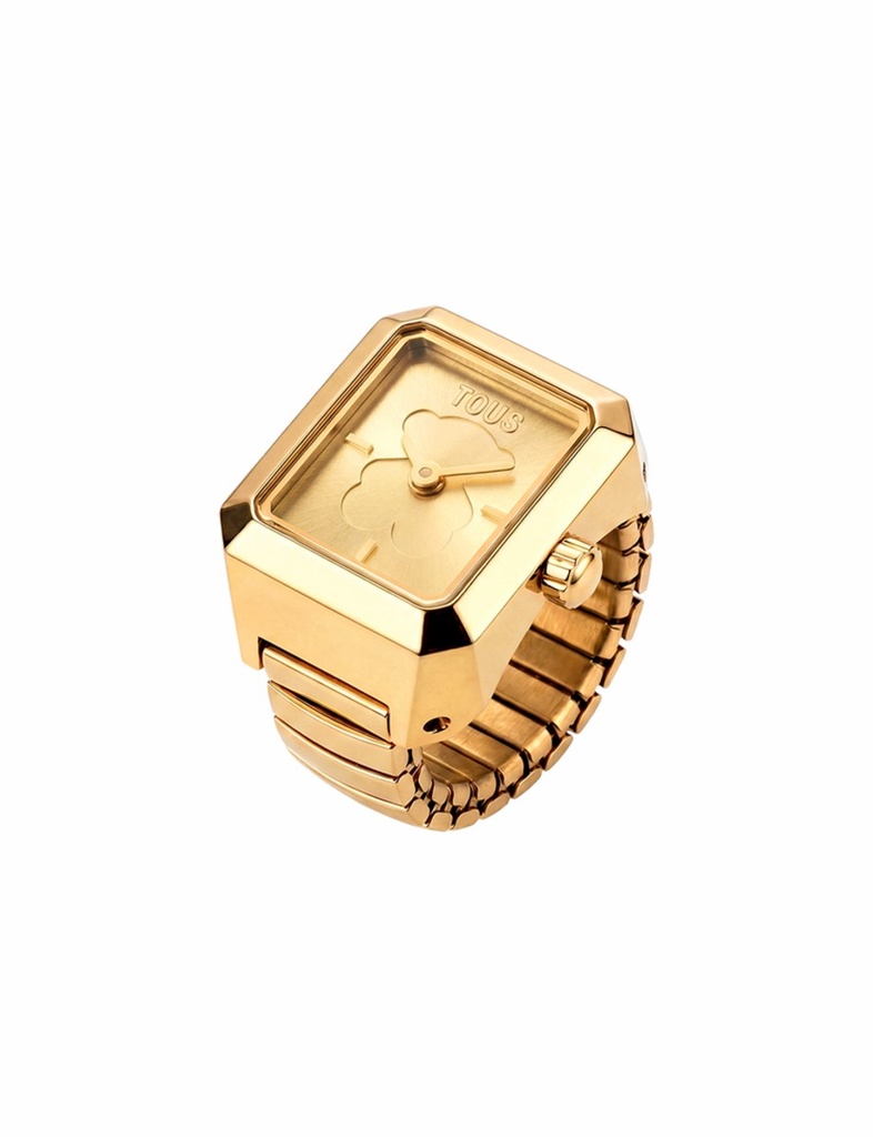Reloj-Anillo Tous Karat IPG Dorado Esfera Oso 12-14 