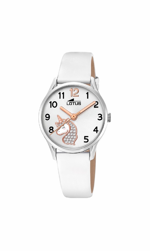 Reloj Lotus Junior Niña Piel Blanca y Esfera Blanca con Unicornio 18406/K