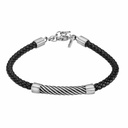 Pulsera Lotus Style Men Acero Inoxidable, Hombre y Piel Negra LS2548-2/1