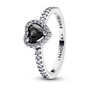 Anillo Pandora Corazón Negro Elevado Plata 198421C04