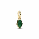 Charm Pandora Colgante Mini Dorado Mano de Fátima Verde 764612C01