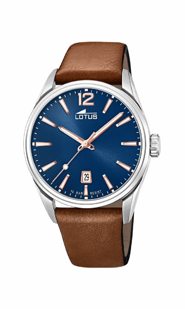 Reloj Lotus Chrono Hombre Piel Marrón y Esfera Azul 18693/2