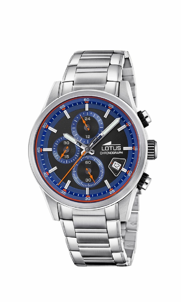 Reloj Lotus Pulse Collection Multifunción Hombre Acero Esfera Negra / Azul 19084/3