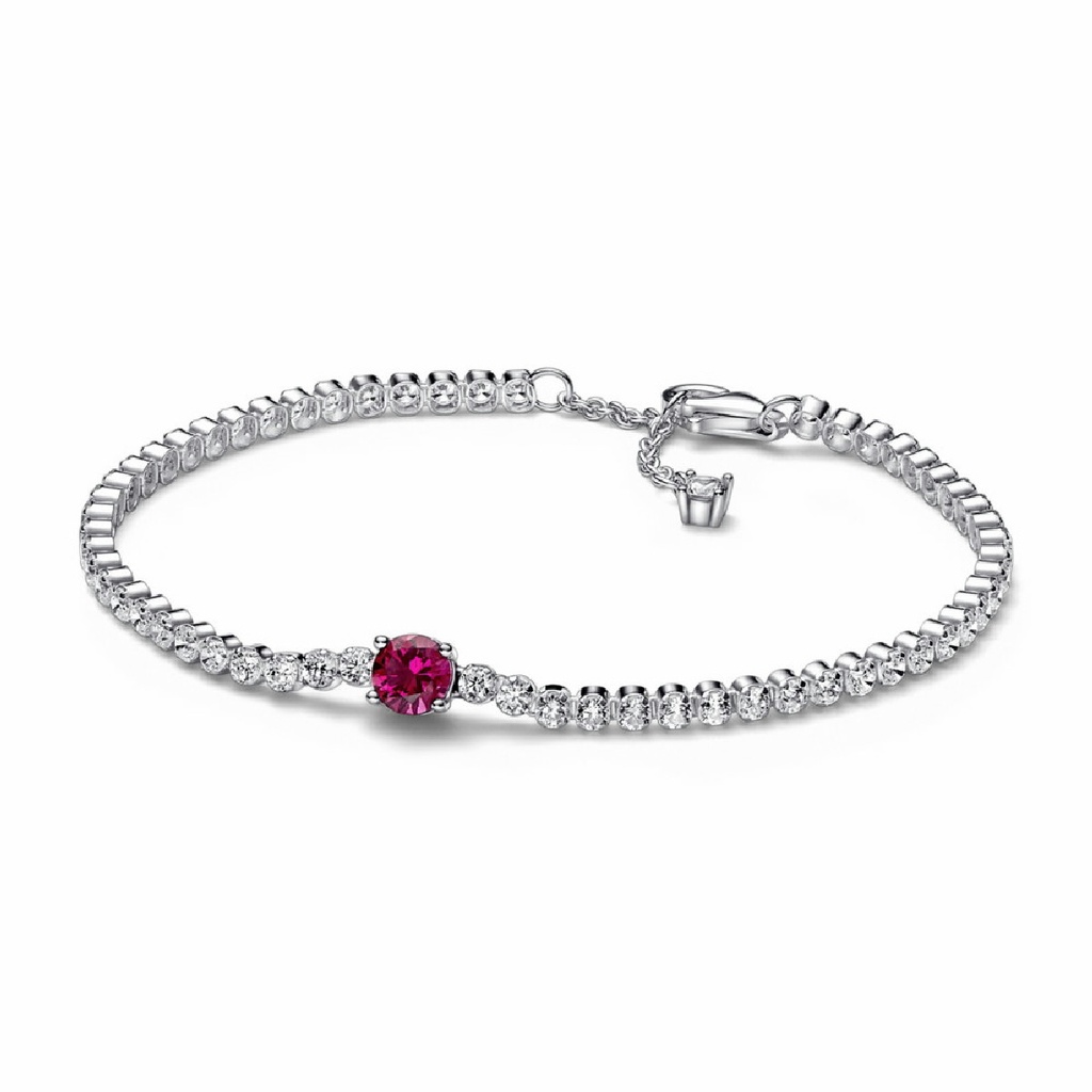 Pulsera Pandora Tenis Gema Roja Redonda en Pavé 592403C01